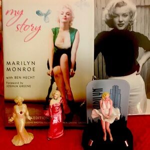 Marilyn Monroe collection 3 Xmas ornaments, one 8x10 photo & My Story 185 pages